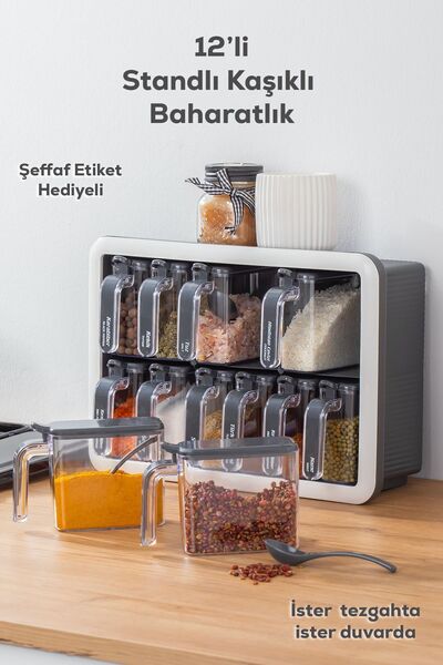 Porsima 1118 12li Standlı Etiketli Kendinden Yapışkanlı Kaşıklı Kapaklı Bahar...