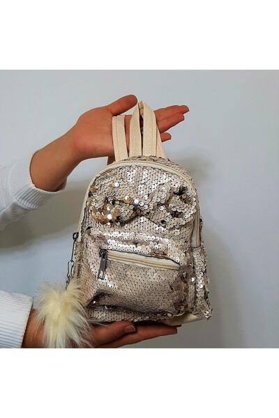 Fiyra crn Krem Pullu Kız Çocuk Sırt Çantası (16cmx20cmx10cm)