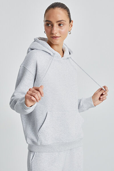 GRIMELANGE Dámská mikina Karmelange s kapucí Blerta - Kangaroo Kapesní Karmelange Relaxed Fit