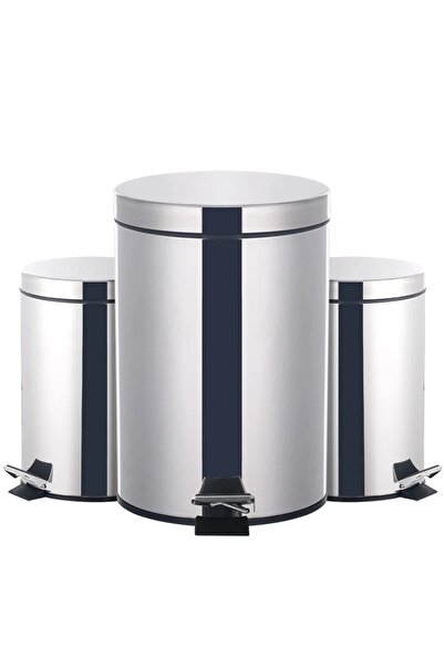 MCK Plus 12 Liter Chrome Metal Stainless Dustbin Garbage Box Pedal Shock Absorber Lid