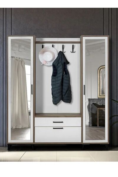 Moderniya Mobilya Lotus 2 (İKİ) Kapılı Aynalı Kapaklı Elbise Askılığı, Vestiyer, Portmanto, Ayakkabılık