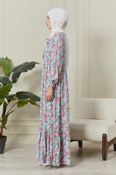 fistan Φόρεμα Hijab από βισκόζη μεγάλου μεγέθους - Μπροστινά κουμπιά, βαμβακερό