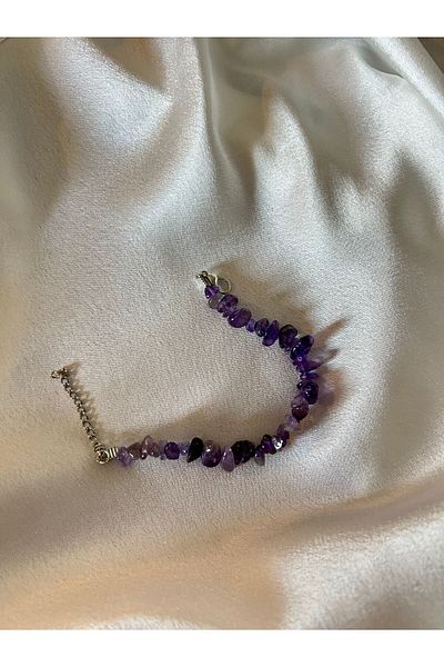 gigistore Natural Amethyst Stone Bracelet