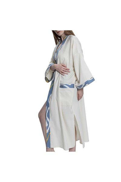 LALAY Blue Satin Caftan Raw