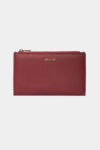 Grande 2804 Genuine Real Leather Zippered Women's Wallet Flother Burgundy