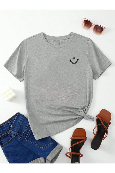 BE QUEEN Smile PrinTed Large Size Women's T-Shirt - 100% CoTTon, SweaT-wicking, New Trendy