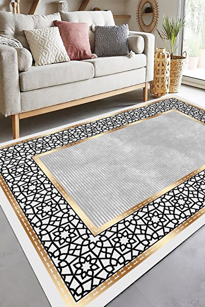 eco concept Gold Renk Salon Halısı, Modern Desen Halı, Kaymaz Taban Halı, Yık...