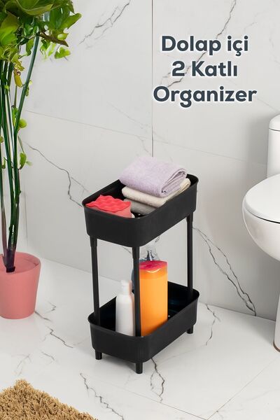 Porsima 1130 İki Katlı Raf - Çok Amaçlı 2 Katlı Evye Altı Düzenleyici Dolap Içi Tezgah Altı Organizer
