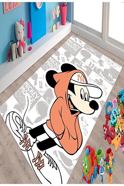 MAMKO Mickey Mouse Halı, Sevimli Çocuk Halısı, Oyun Halısı, Kaymaz Taban Halı...