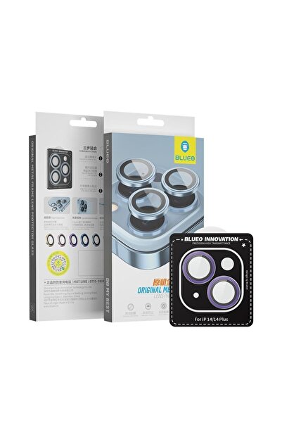 BLUEO واقي زجاجي لعدسة الكاميرا باللون الأرجواني لهاتف iPhone 14 / 14 Plus بإ...