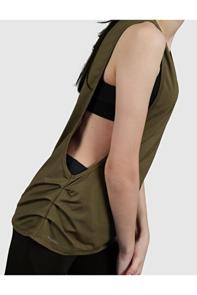 HALVMAN Women's Side Decollete Sports Tank Top Khaki Hlv1347