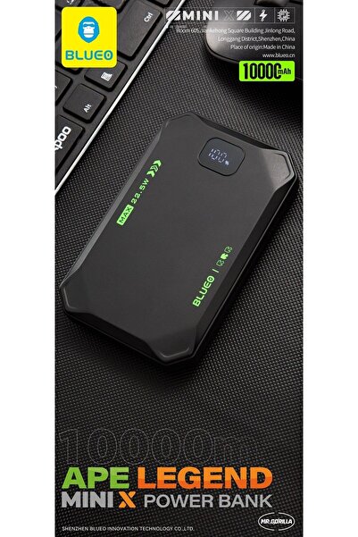 BLUEO Ape Legend  MINI X 10.000 mAh PowerBank Taşınabilir Şarj Aleti Siyah