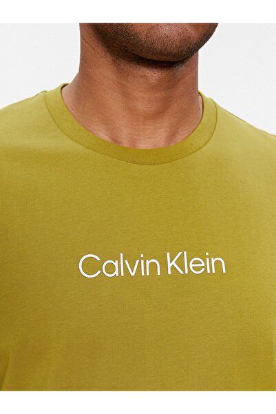 Calvin Klein Erkek Marka Logolu Günlük Kullanım Hardal Sarısı T-Shirt K10K111346-LQY