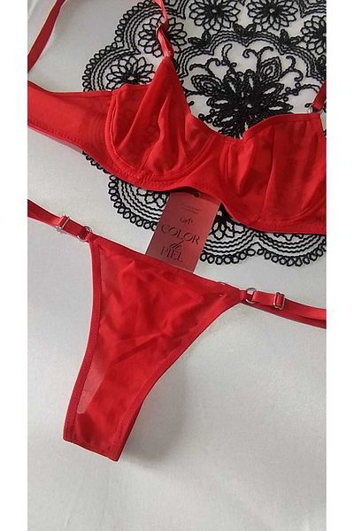 COLOR DE PIEL Red Underwire Bra Set