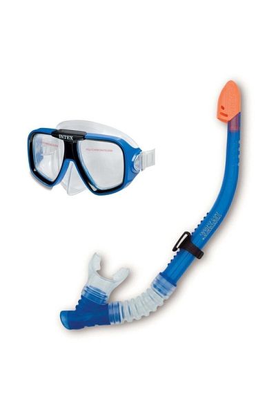 Intex Aquaflow Sport Mask Snorkel Set Silicone Tempered Glass Bermuda