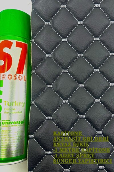 UYSALLAR SUNİ DERİ Yapıştırıcı+ 3'lü Baklava Desen Kapitone Döşemelik Süngerli Dikişli Suni Deri