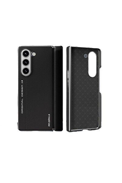 BLUEO حافظة هاتف سامسونج فولد 5 جلدية قابلة للطي باللون الأسود