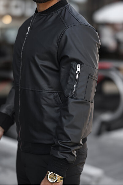 S&M CLOTHİNG Černá karbonová kožená pánská bunda