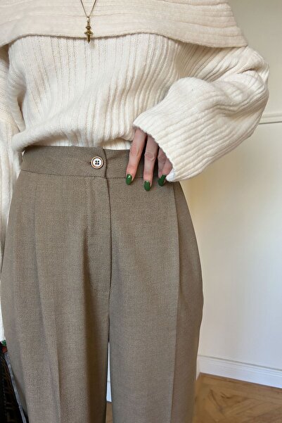MAGARDE Fabric Palazzo Trousers - CAMEL