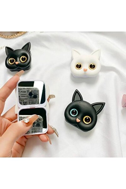 CASABLANCA Sevimli Siyah Kedi Aynalı 3d Popsocket Telefon Tutacağı