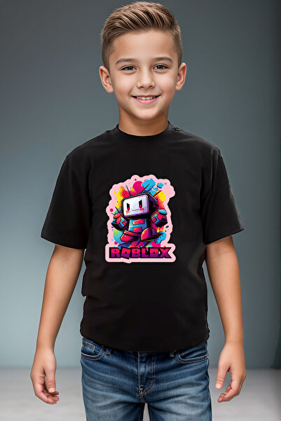 WİDİ Roblox Scris Colorat Personaj Imprimat Bumbac Premium Băiat Copil Fată C...