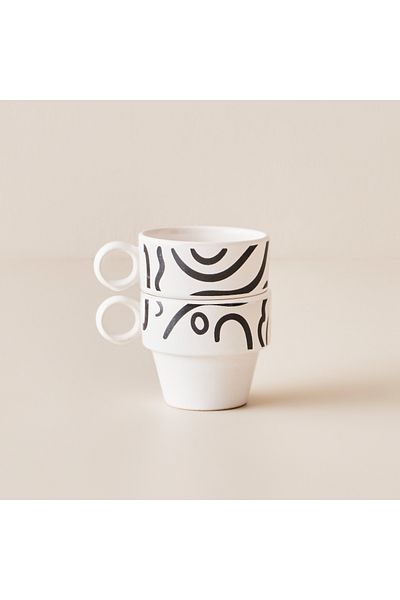 Bella Maison Black Abstract Espresso Set of 2 - 105 Cc