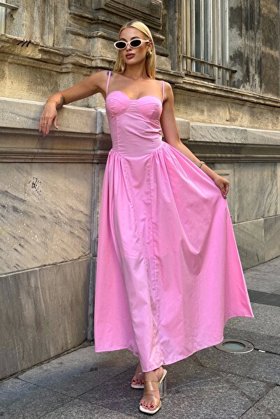 Eka Rochie de damă cu bretele roz - 1026-0013