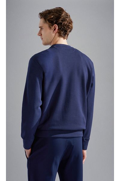 PAUL&SHARK Navy Blue Comfortable Long Sleeve Men's Sweatshirt - with Brand Logo 14311842 -050