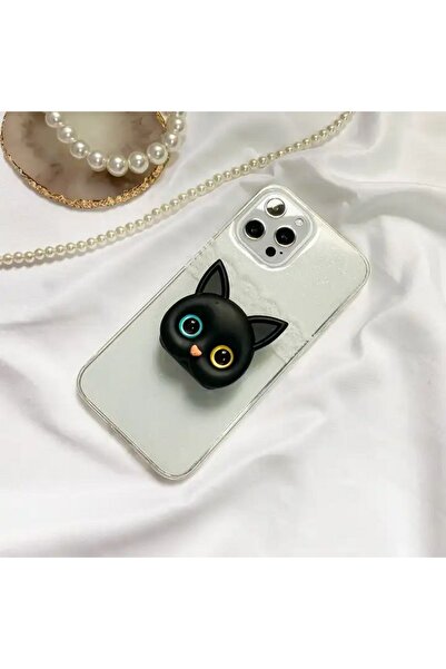 CASABLANCA Sevimli Siyah Kedi Aynalı 3d Popsocket Telefon Tutacağı