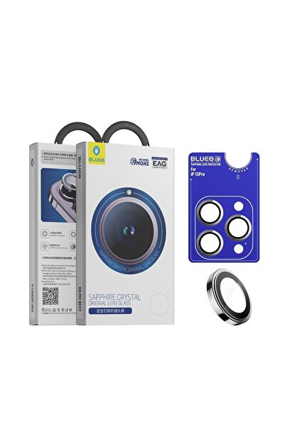 BLUEO واقي عدسة الكاميرا لهاتف آيفون 15 برو من التيتانيوم الطبيعي والياقوت ال...