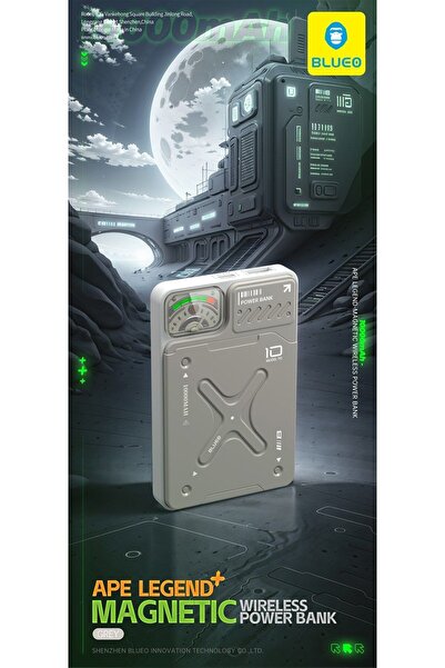 BLUEO Ape Legend Magsafe Kablosuz 10.000 mAh PowerBank Gri