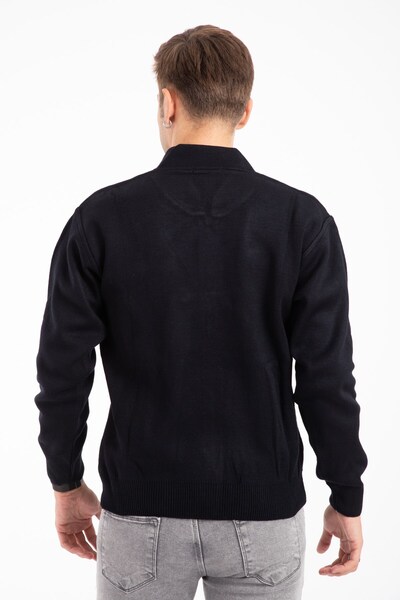Mutlu City Middle Age Men's knitwear Cardigan - Acrylic, Zippered, Winter, Navy Blue 2068
