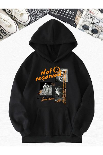 BENROMA Суитшърт с качулка и принт Reservet Oversize