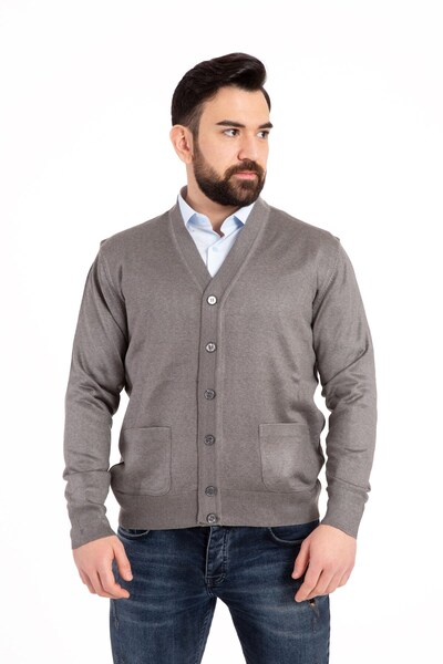 Mutlu City Men's Middle Age and Above Thin Wool Acrylic Knitwear Knitted Buttoned Dad Cardigan 5100