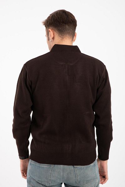 Mutlu City Men's Middle Age and Above Knitwear Knitted Acrylic Zippered Winter Dad Cardigan 2073-coffee Color