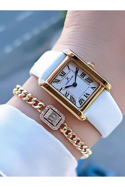Daniel Klein 3 Atm Water Resistant Retro Vintage Leather Cord Women's Wristwatch and Bracelet Set - Dk13787.4