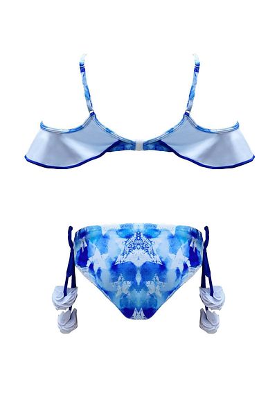 LOOK ME Σετ μπικίνι για κορίτσια με βολάν με γιακά Halter με λεπτομέρεια Pompon 50uv By Nessi Byrd