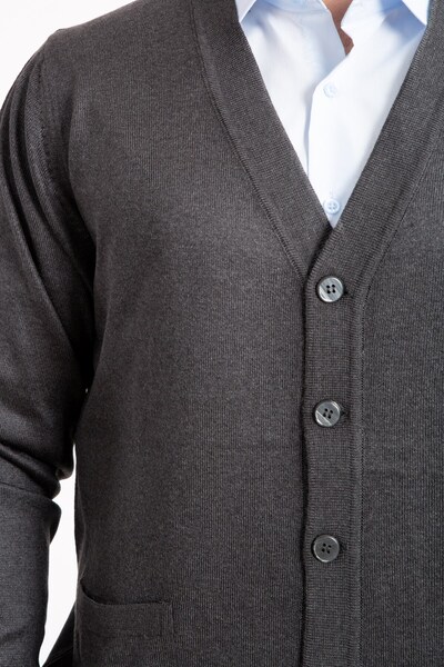 Mutlu City Men's Middle Age and Above Thin Wool Acrylic Knitwear Knitted Buttoned Dad Cardigan 5100