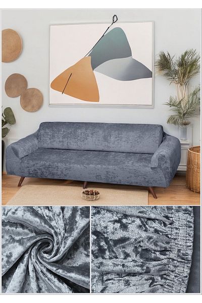 BTF HOME sofT and ElasTic velveT sofa Cover for 3 People - FeaTher sTain ResisTanT single Set