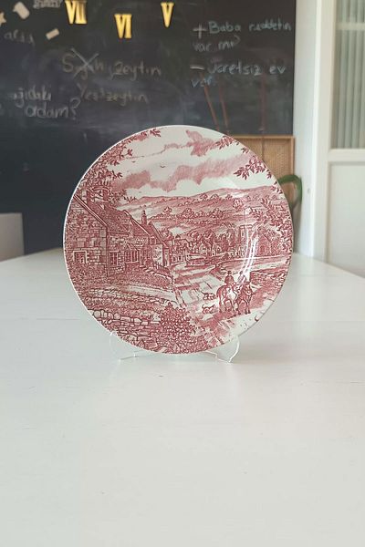 ABBETC Broadhurst Staffordshire Ironstone - طبق بورسلين بريطاني عتيق مقاس 20 سم