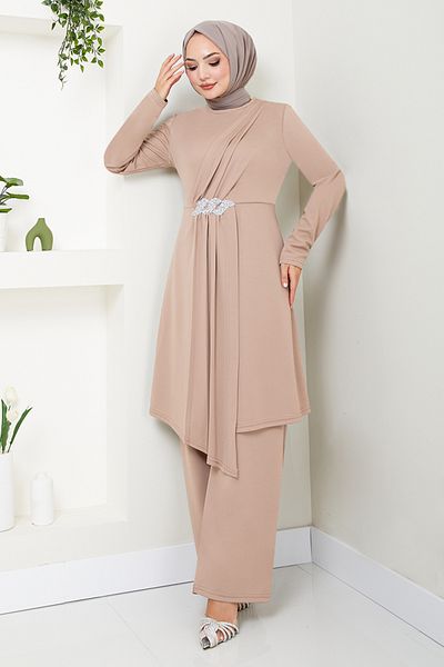 ModaMerve Vizyon 269DVL897 - مجموعة حزام بتفاصيل حجرية