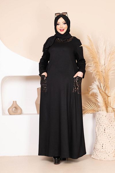 Tuğralı Μαύρο φόρεμα Hijab Plus Size