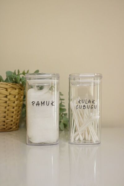 GÖKÇEHOMEE Pamuk Ve Kulak Çubuğu 2'li Şeffaf Banyo Organizeri