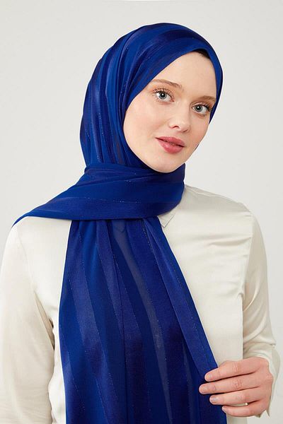 Levidor Dark Blue Tokyo Shawl with Glitter Stripe Pattern