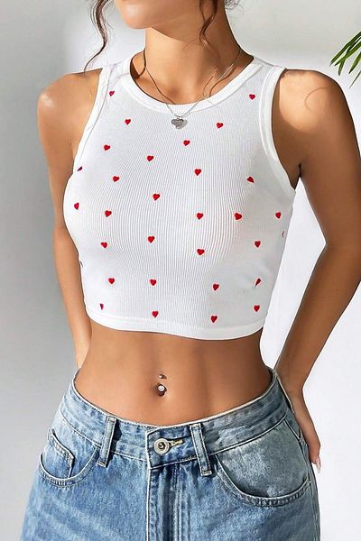 BELLA NOTTE Μίνι Crop Top με στάμπα καρδιάς