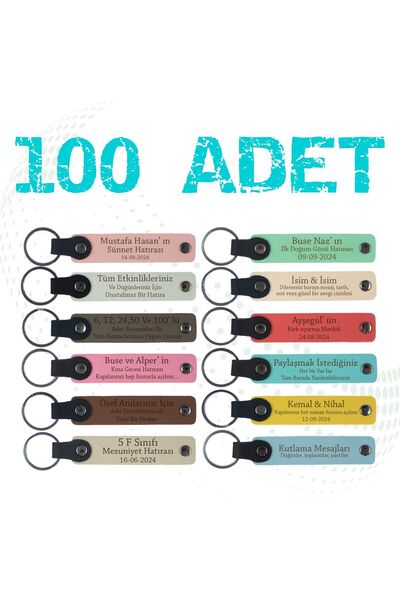 Miaju Set of 100 Class Celebrated - Leather Gift Memory And Souvenir Keychain