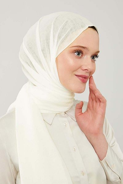 Levidor White Crepe Frozen Shawl - SoliD Color
