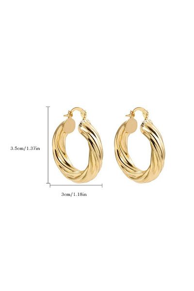 Jaida Moda Gold Twisted Women's Steel Hoop Earrings