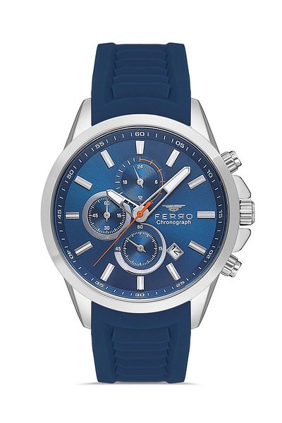 FERRO New Season Men's Wristwatch - Navy Blue Color, Silicone Functions, Active + Bracelet Gift