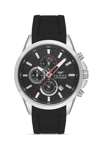 FERRO New Season Men's Wristwatch - Black Silicone, Active Functions, Bracelet Gift
